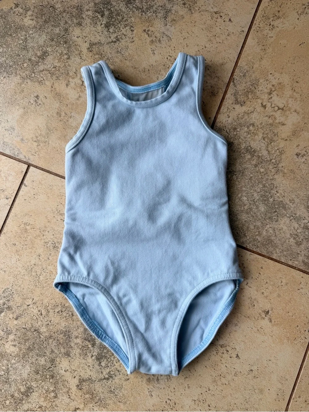 Weissman XXSC Light Blue Rhinestone Bow Mesh Back Dance Leotard